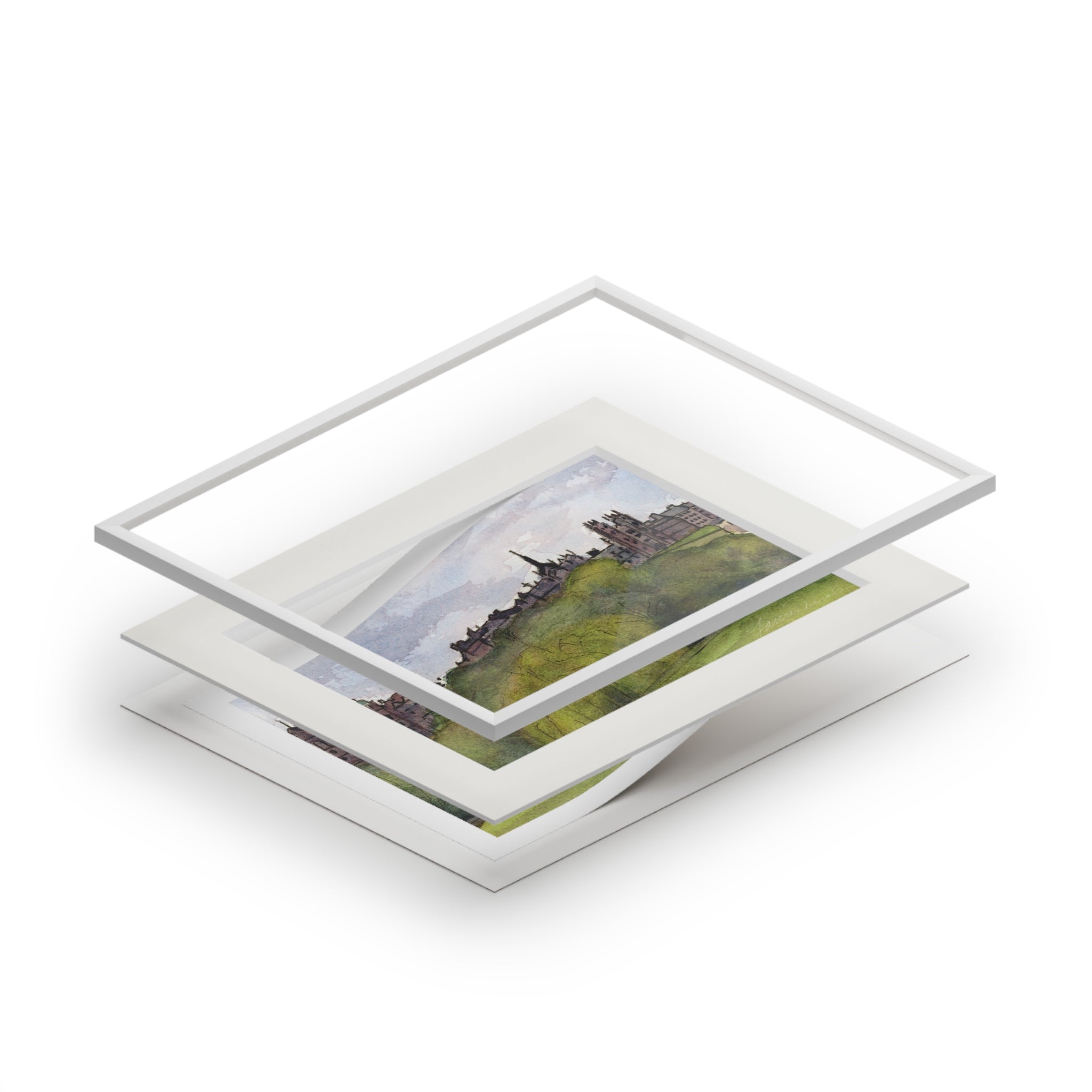 Old Town in Violet Fine Art Print - Landscape Wall Art