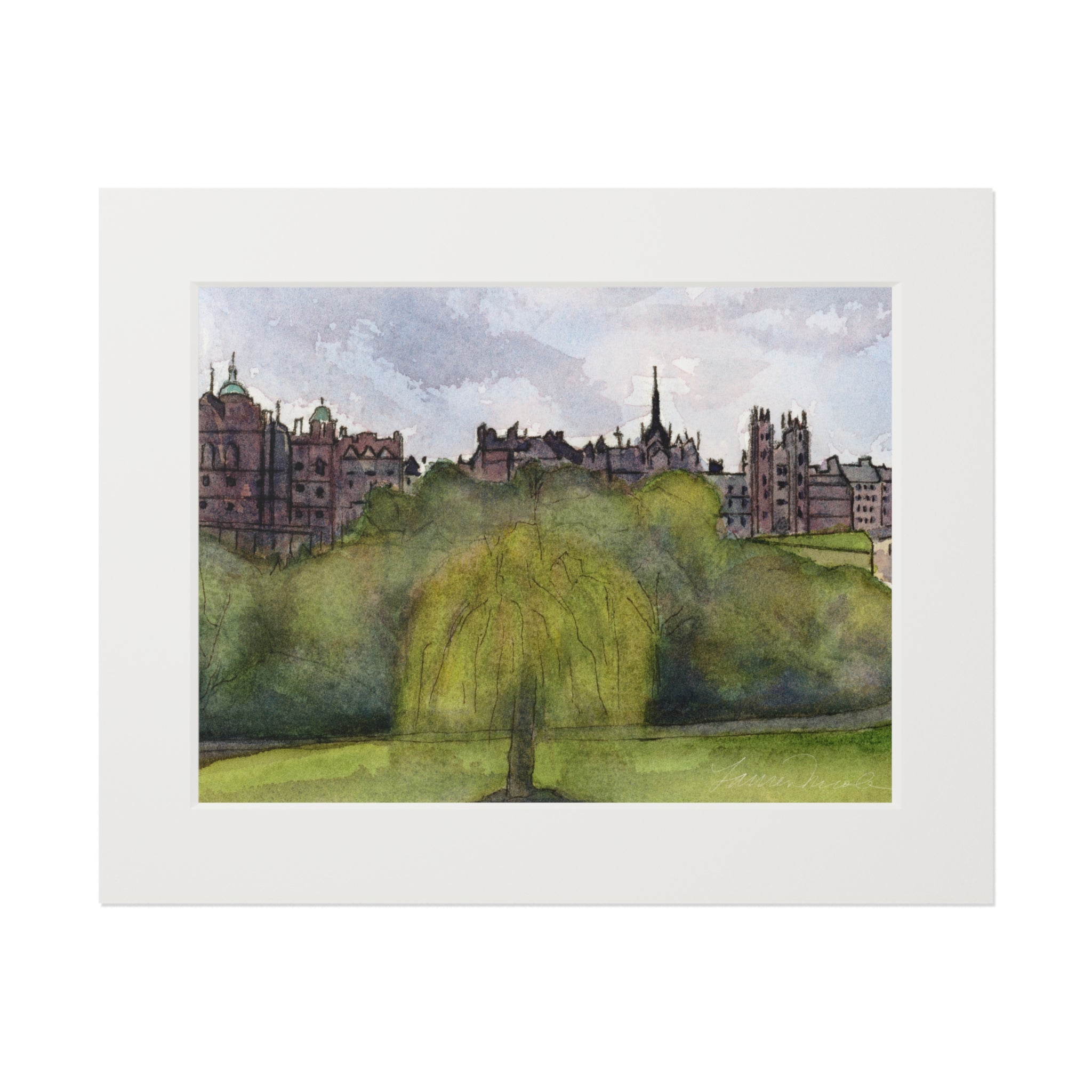 Old Town in Violet Fine Art Print - Landscape Wall Art