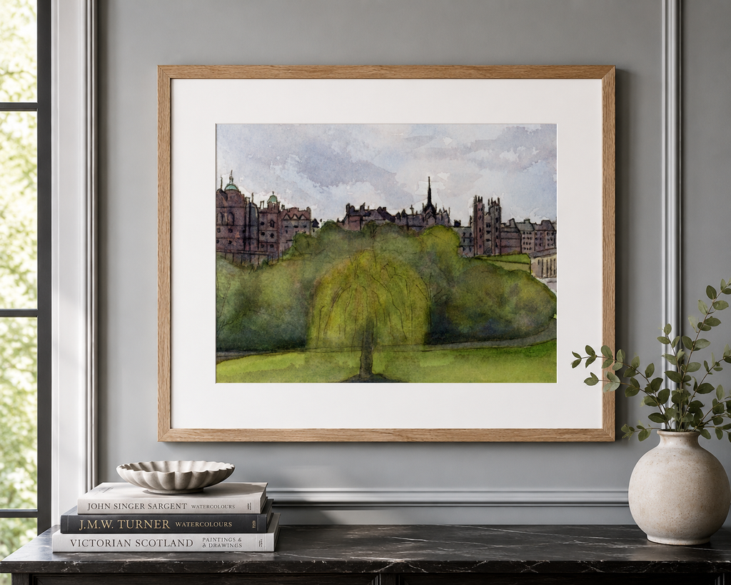 Old Town in Violet Fine Art Print - Landscape Wall Art