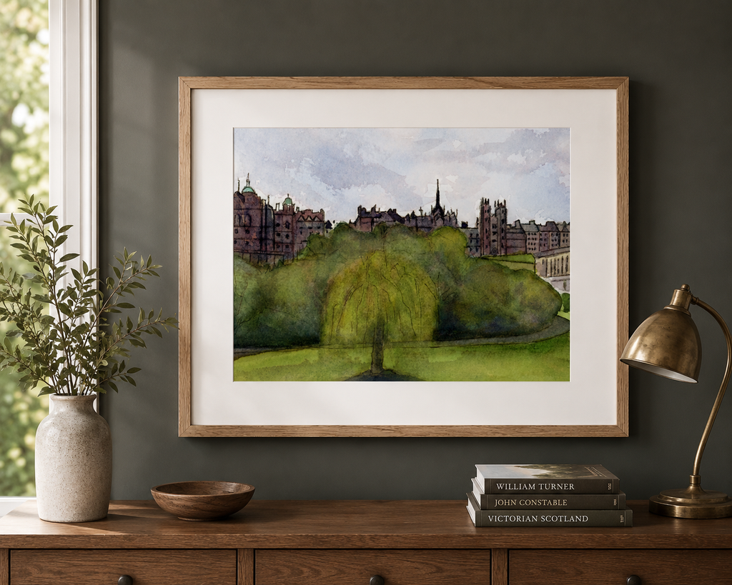 Old Town in Violet Fine Art Print - Landscape Wall Art